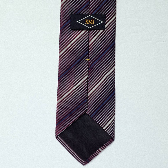 XMI All Silk Striped Necktie Imported From Italy Handmade in USA - Picture 3 of 5
